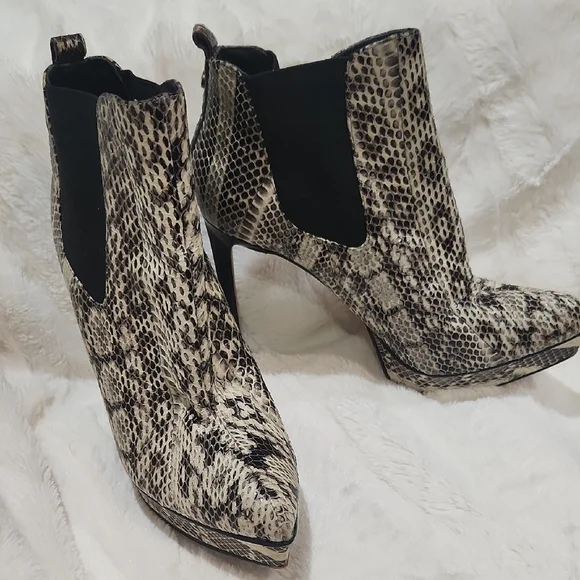 Michael Kors Genuine Snakeskin Heeled Boots - Picture 1 of 9